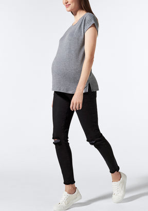 Black Knee Slit Wash