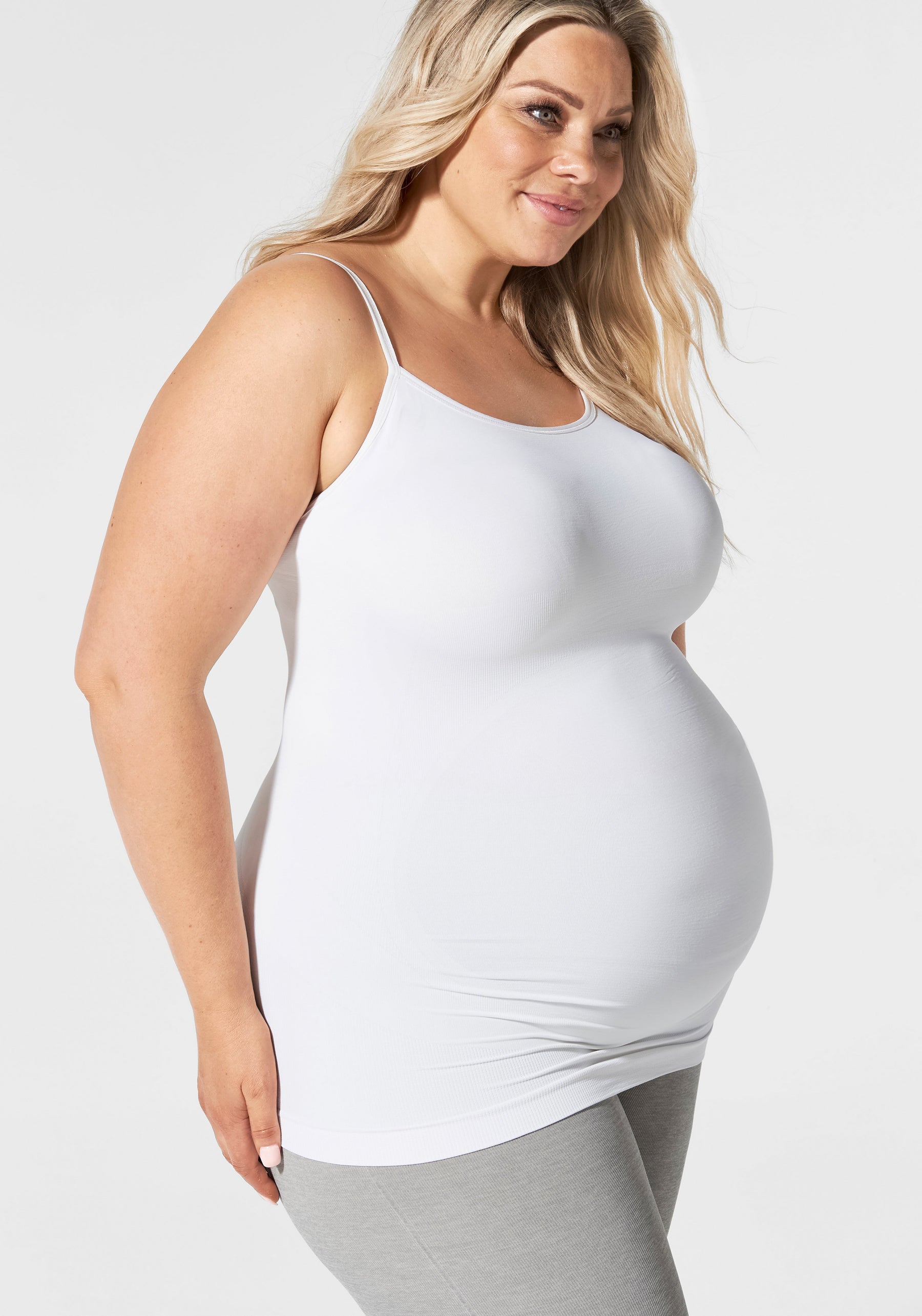Maternity Essential Seamless Nursing Cami (1X/2X, White)