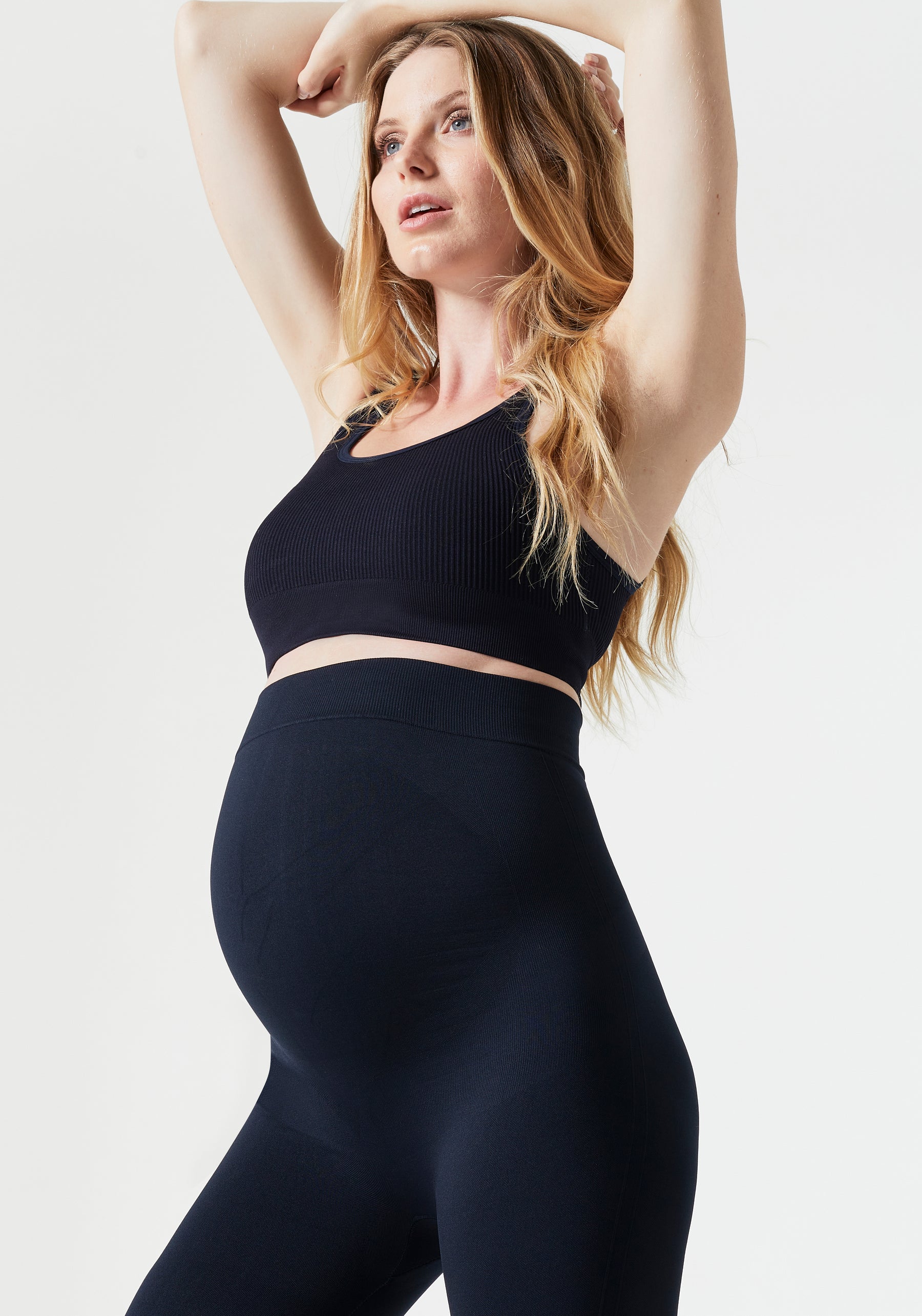 Pregnant Women's Deep Blue Detachable Shoulder Strap Ribbed
